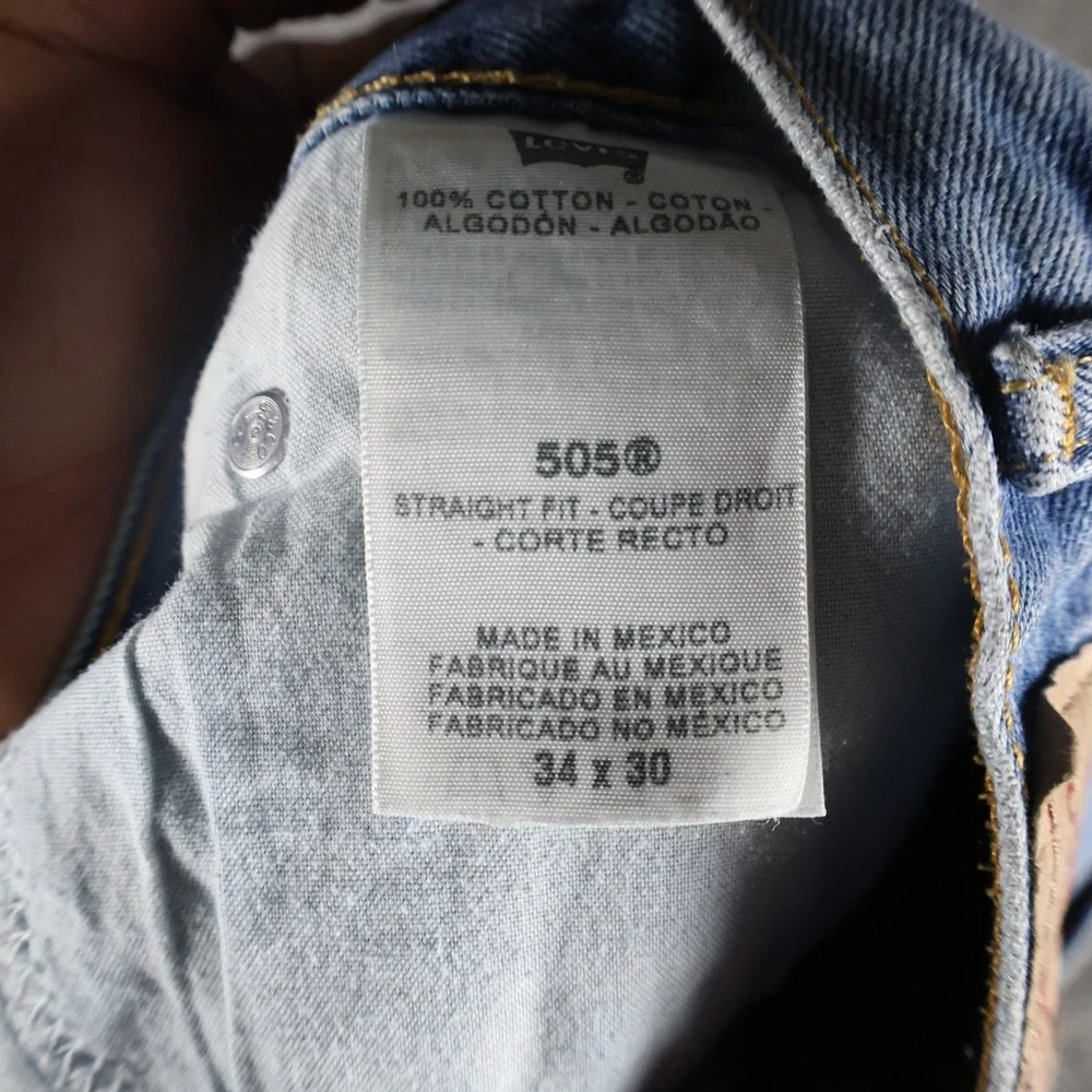 Y2K Levi's 505 Men's 34x30 Straight Fit Blue Denim Jeans Made in Mexico